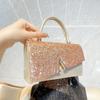 Fashion Rhinestone Bowknot Evening Bag Glitter Gold Silver Bow Chain Bag Clutch Dinner Bag for Women Female Stylish and Shiny