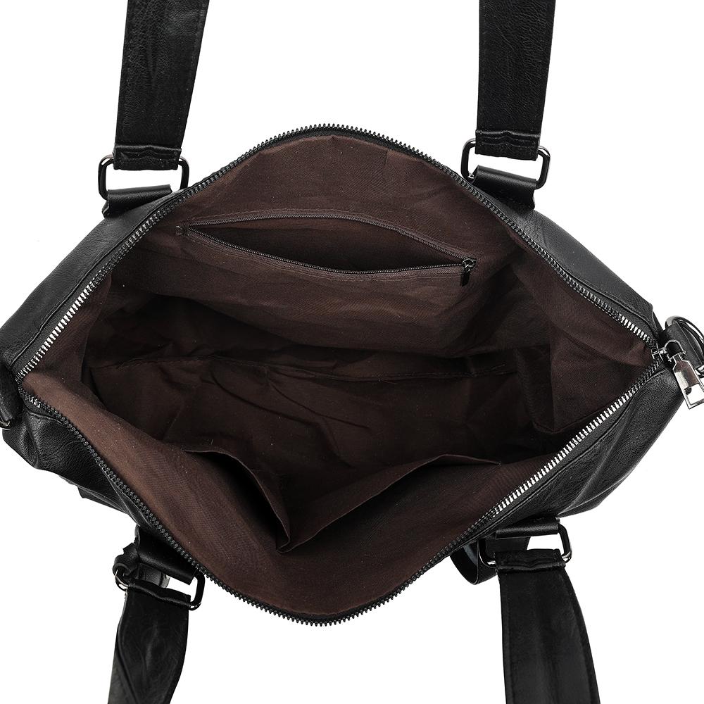 Kadınlar İçin Büyük Kapasiteli Siyah Omuz Çantaları Büyük Alışveriş Çantası Düz Renk Yumuşak Deri Çapraz Çanta Bayan Seyahat Tote Çantası