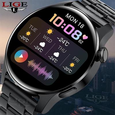 LIGE Νέο Bluetooth Call Smart Watch Ανδρικά Ρολόγια γυμναστικής Full Touch Αδιάβροχο Heart Rate Steel Band Smartwatch Android iOS