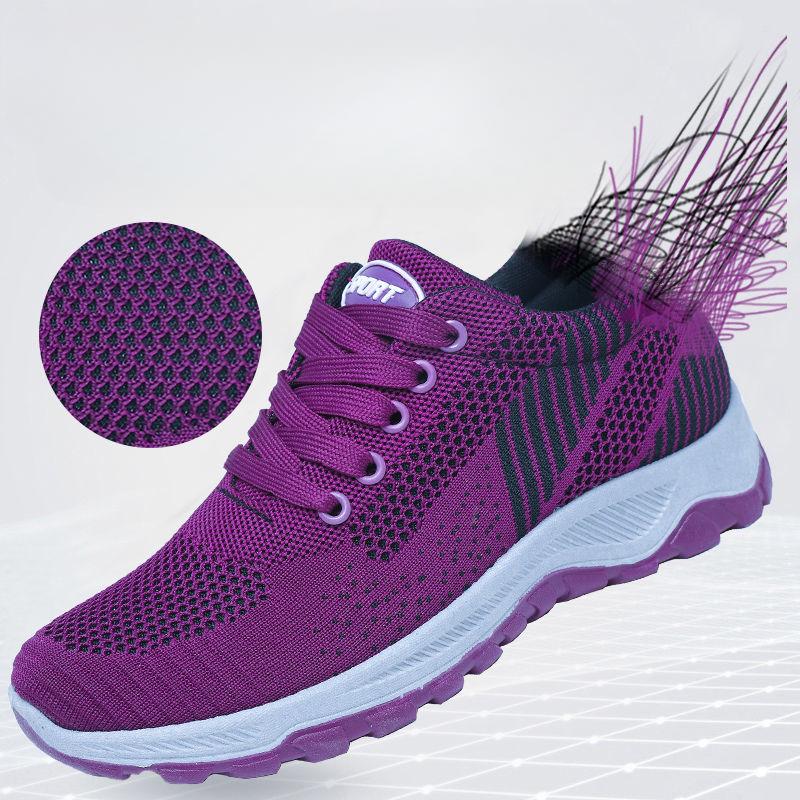 Women's Shoes Walking Casual Shoes Men's and Women's Couples Sneakers Breathable Non-slip Flying Woven Shoes Outdoor Casual Mother Shoes