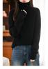 Women's High Neck Ribbed Wool Sweater - Loose Fit Plus Size, Autumn/Winter Knit Base Layer