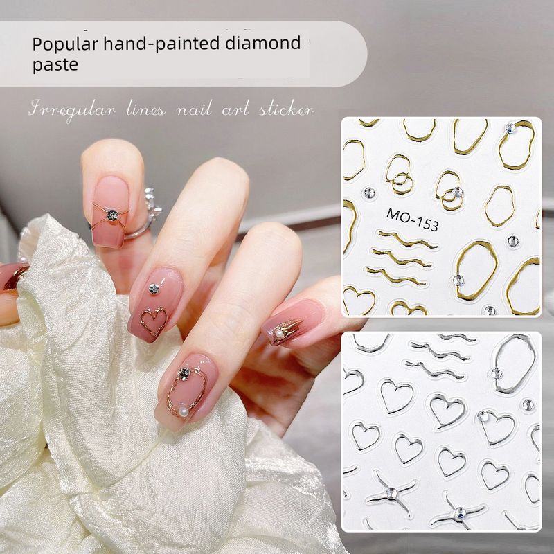 

Hand Painted Bright Crystal Chain Gold and Silver Color Nail Sticker Two crystal diamond chains [MO-153 Gold + Silver]]