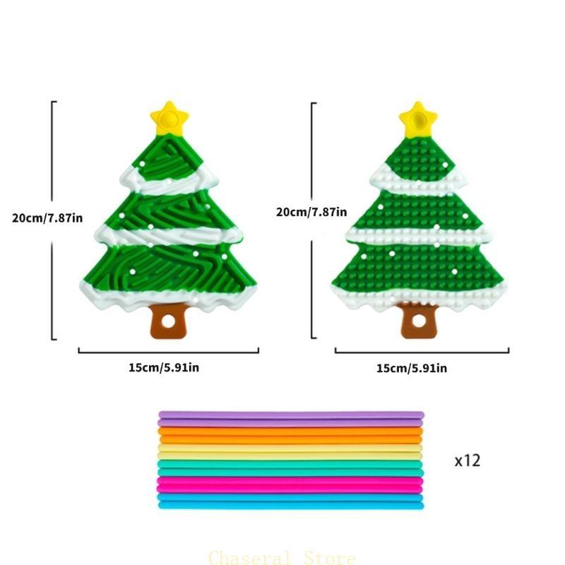E7Ce Colorful Sticks Christmas Tree Pad Toy For Calming, Stress, Anxiety Christmas Gift With Sticks Toy Sensory Toy