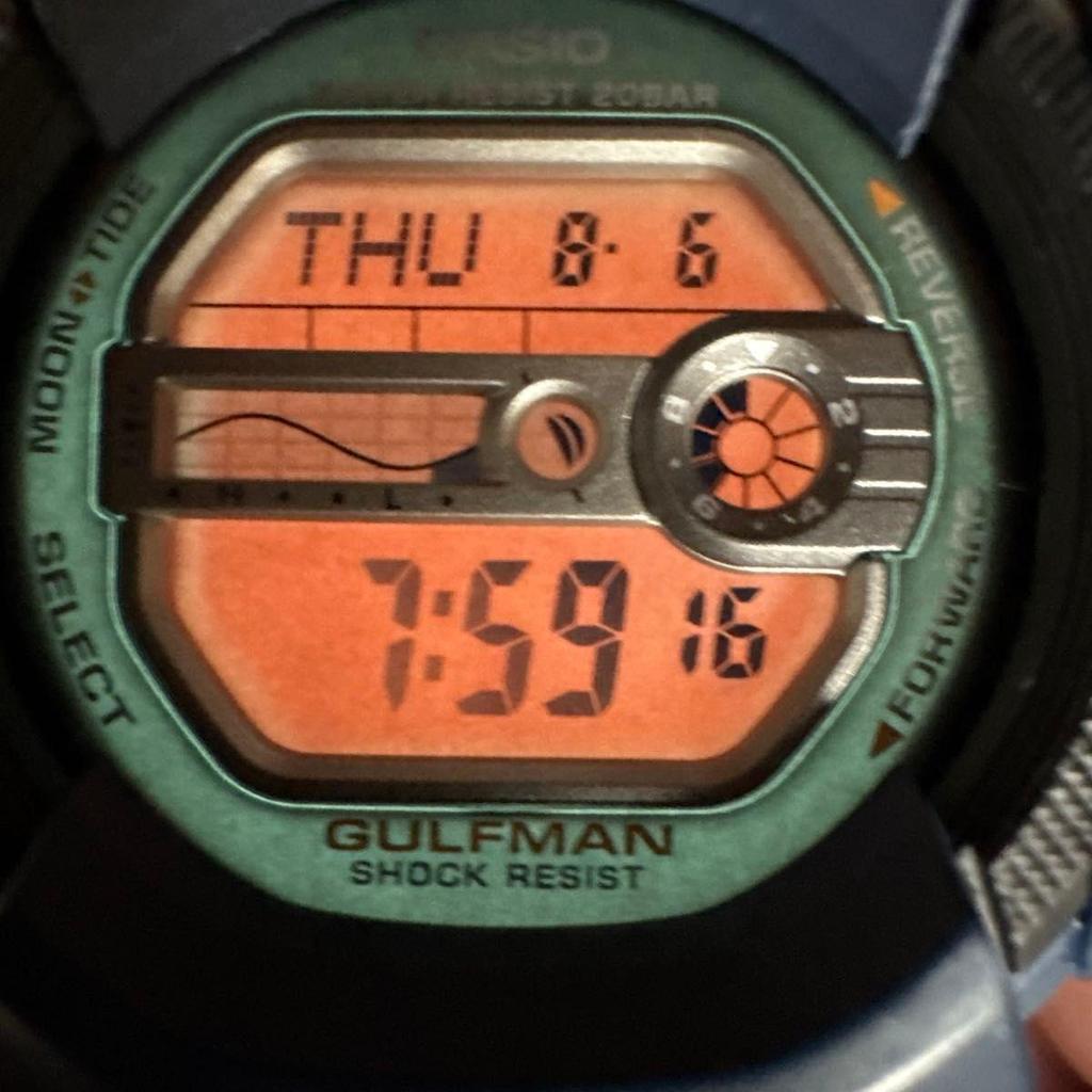 Used CASIO G-SHOCK GULFMAN G-9100 Navy Digital Watch