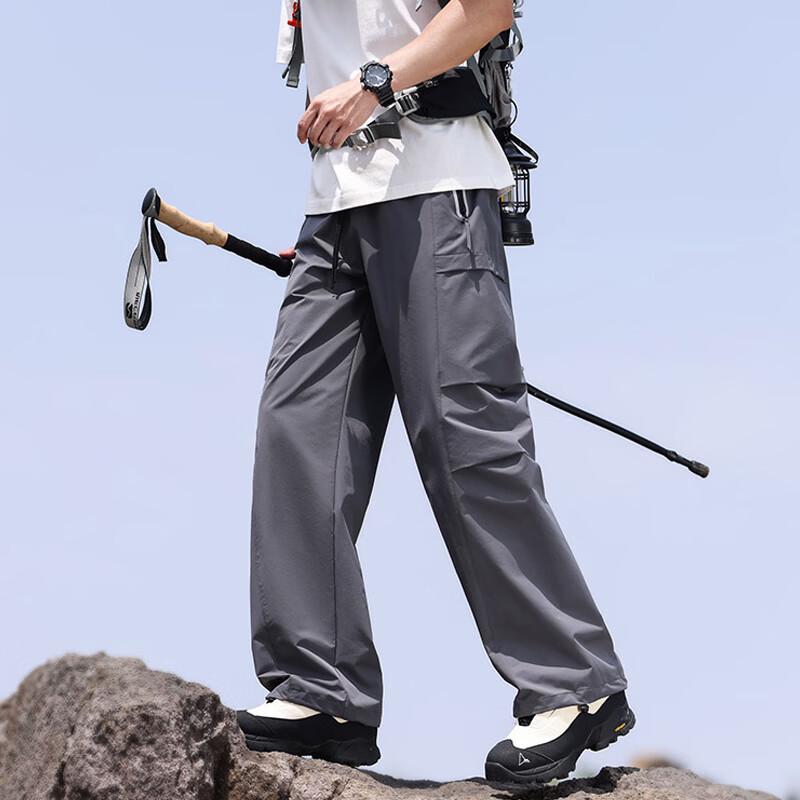 Wassup Sohot Men's Ice Silk Straight-Leg Cargo Pants