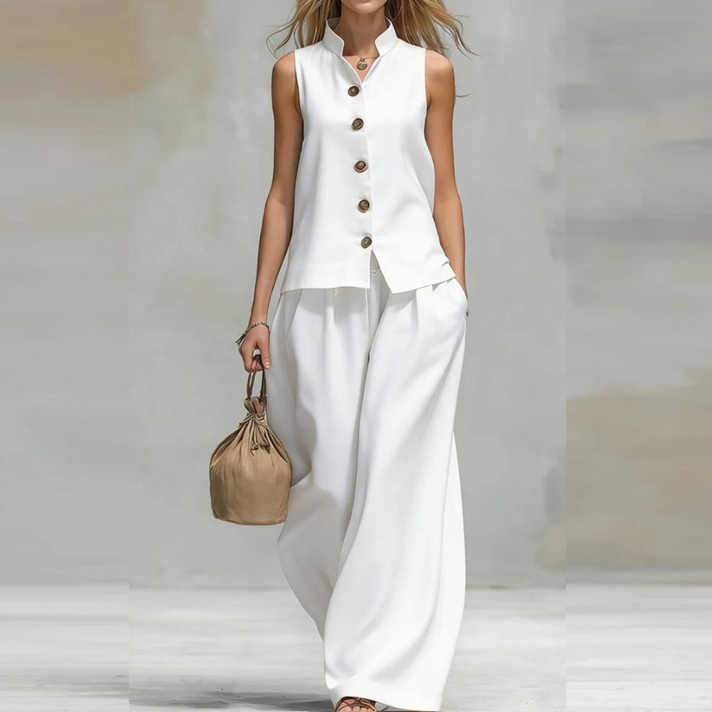 Women's Summer Set Fashion Casual V-neck Vest Pants Set Two-piece Set