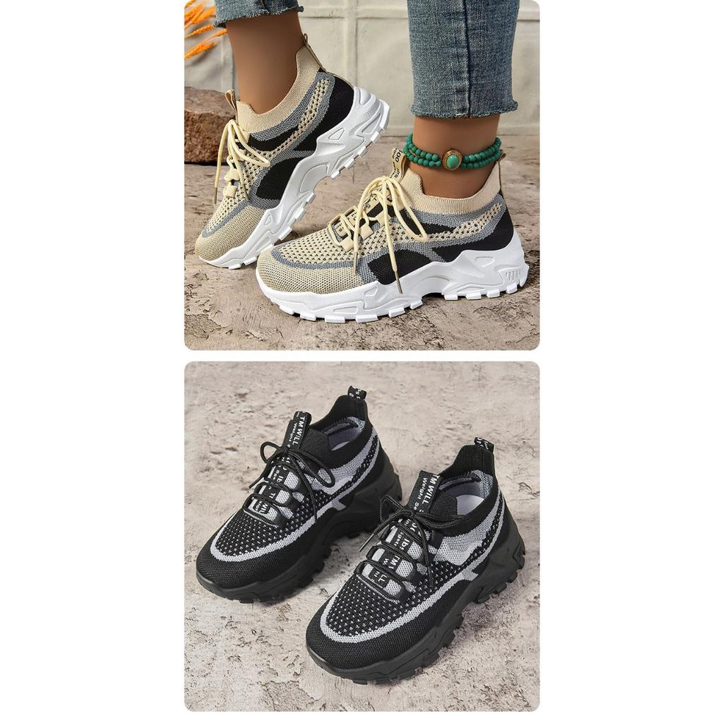 Ladies' Casual Sports Shoes, Oversized Lightweight Soft Soled Sports and Leisure Shoes, Comfortable Non Slip Walking Shoes, Lace Up Running Shoes