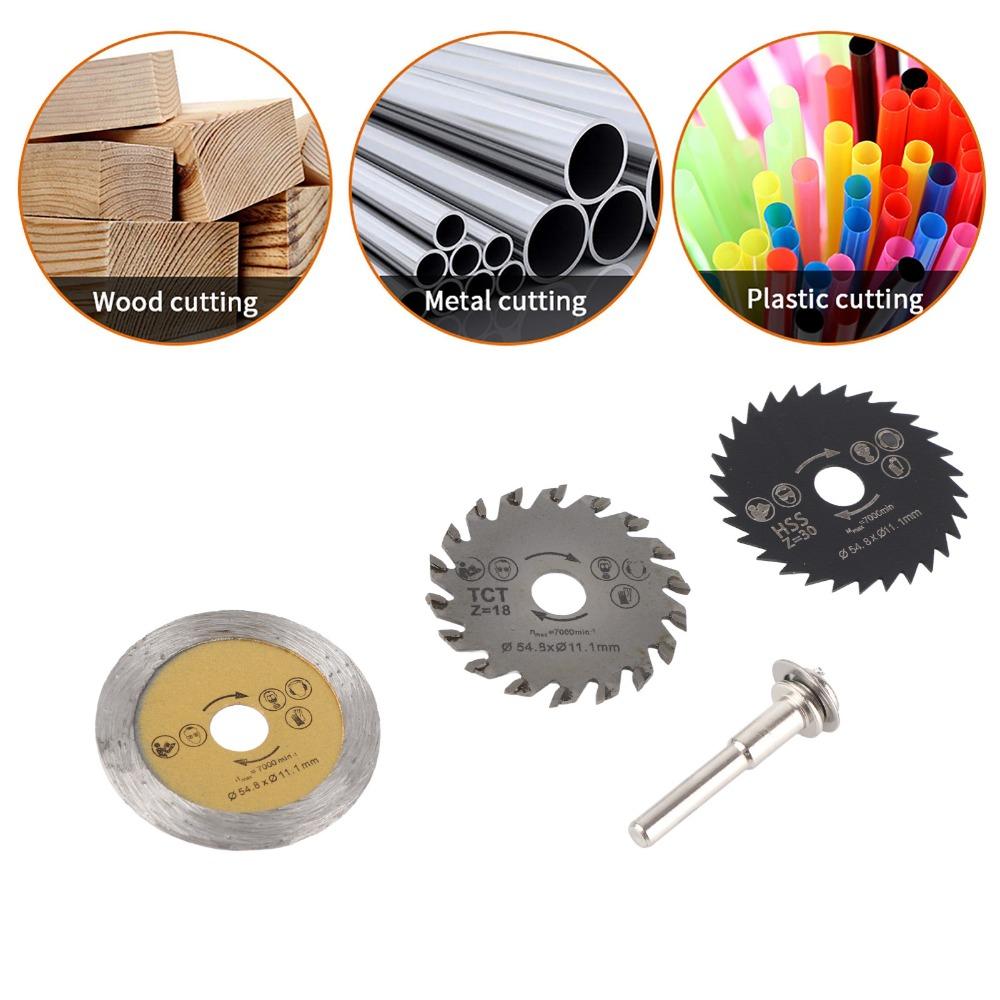 3pcs 54.8mm Diameter Mini Circular Saw Blade With Mandrel HSS Rotary Tool Saw Blade 11.1mm Bore Circular Saw Blade