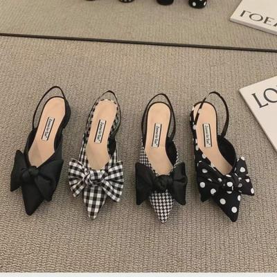 Spring 2024 French Low-Heel Bowknot Sandals for Spring & Summer Skirt Pairing