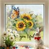 Butterfly and Sunflower Window Sticker Colorful Window Cling Decoration for Home Bedroom Living Room Glass Decor