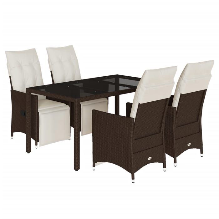 VidaXL Ensemble de bistro de jardin 5 pcs coussins marron poly rotin, ensemble de bistro de jardin, ensemble balcon, 3276917