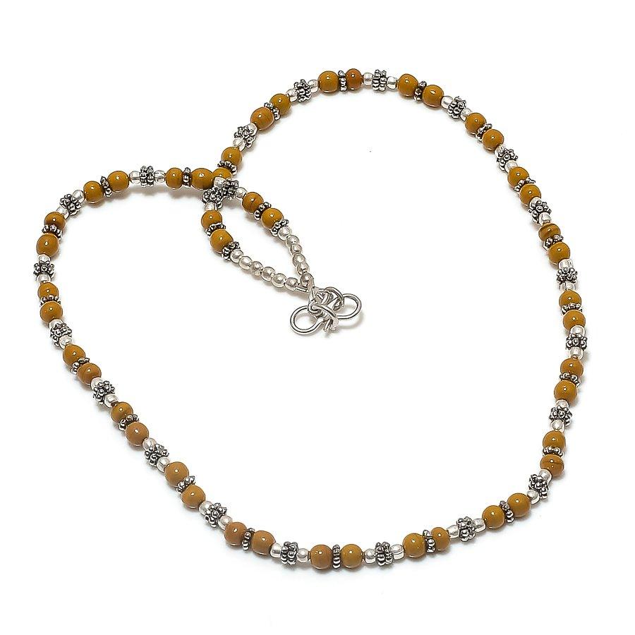 

Натуральный желтый коралл драгоценный камень 925 стерлинговое серебро ювелирное ожерелье 18 q5D79