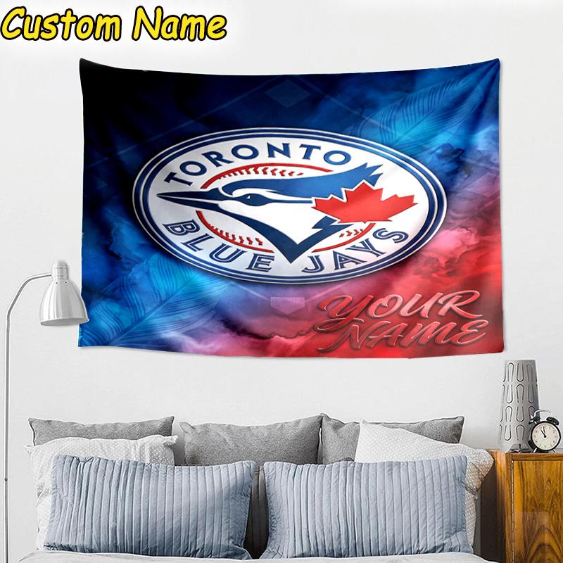 Custom Name Blue Jays Logo Tapestry Room Decoration Wall Hanging for Living Room Bedroom, dormitory, Birthday and Christmas gifts