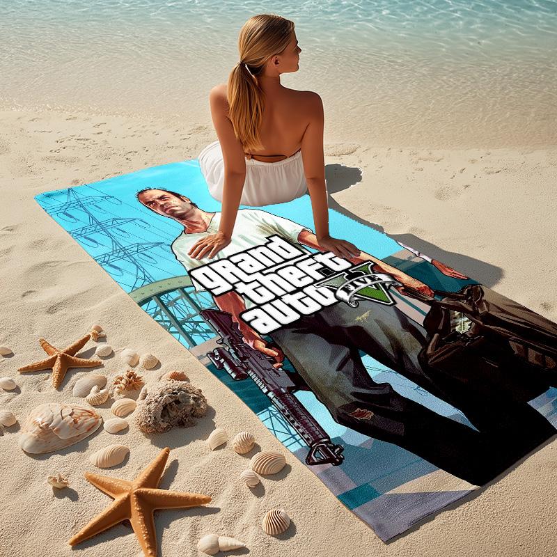 Gta V Cover Stylish Digital Printing Beach Towel Quick Drying Absorbent Blanket For Beach Pool Gym Travel Christmas Gift C9211756