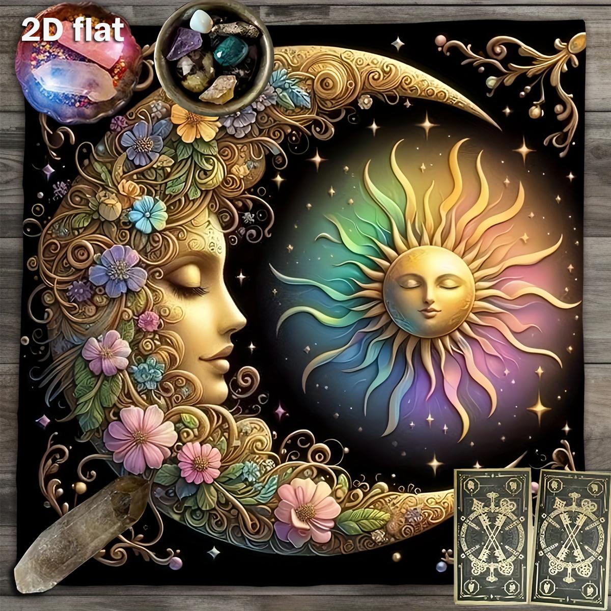 Astrology Constellation Divination Tablecloth Altar Cloth Moon And Stars Tarot Card Table Cover Wicca For Witch Tarot Mat Decor 50x50cm