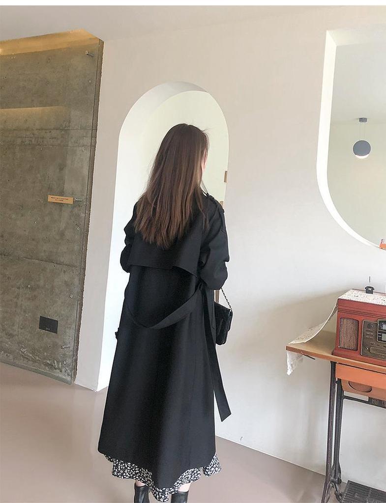 2025 Autumn Trendy Mid-Length Trench Coat for Women: Over-the-Knee, Elegant British Style