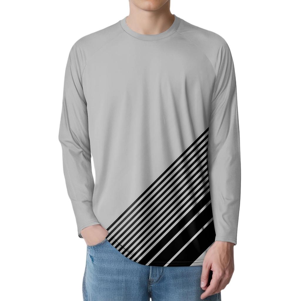 Men's Fashion Printed Raglan Long Sleeve Sports Top