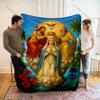 1PC Virgin Mary Coronation Artwork Print Blanket Warm Soft Fluffy Kids and Adult Sofa Bed Throw Blanket Outdoor Travel Camping