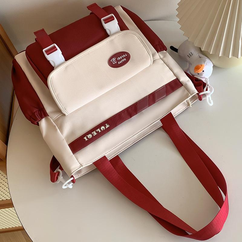 Grundschulmädchen Burgunderfarbenes Zweiteiler-Set mit Schultasche Junior High School High School Rucksack