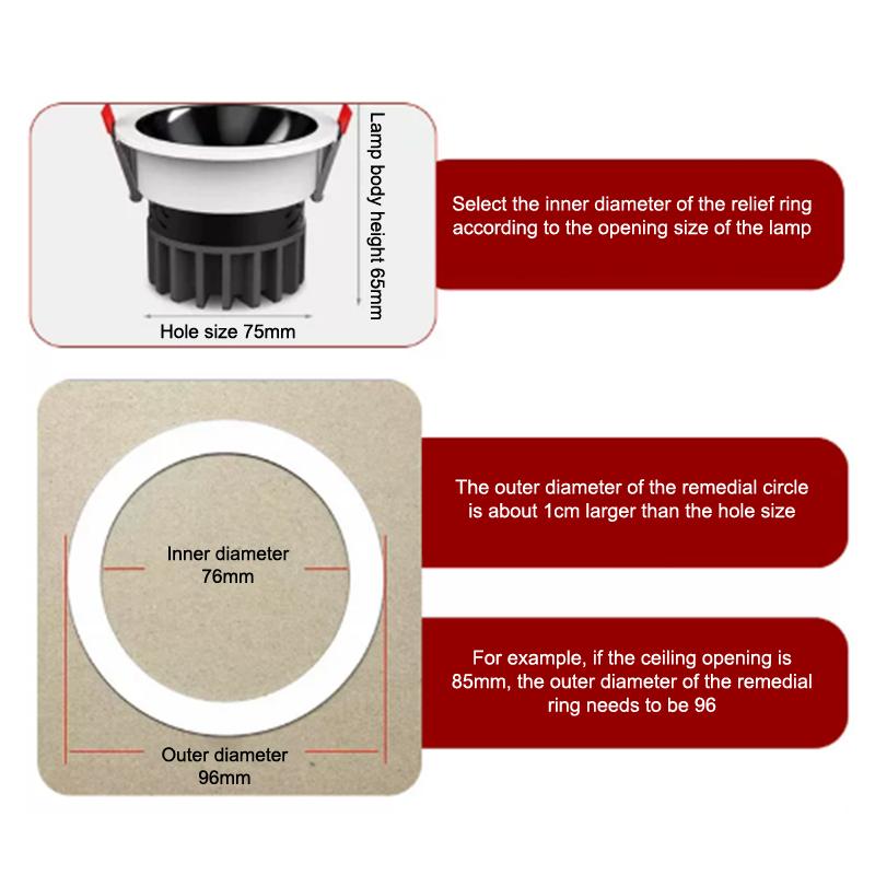 1Pc Led Spotlight Downlight O Rings White Lampshade Ring Adapter Concealed Spacers Shims Washers Light Stand Gaskets