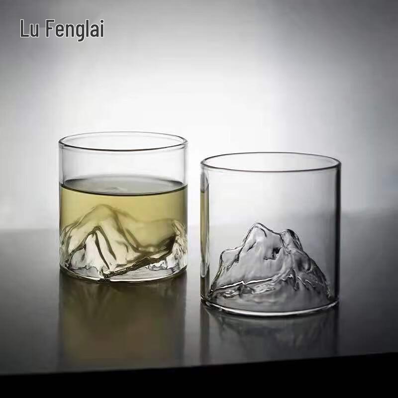 Lu Fenglai Mountain Peak Design Glass Whiskey Cups (Set of 4)