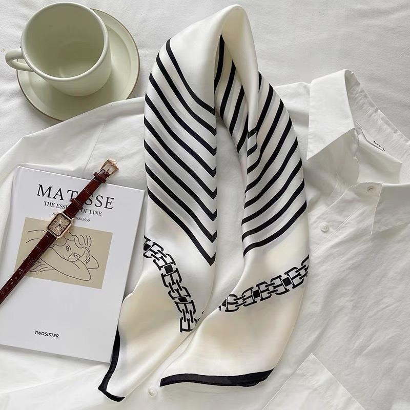 70 simulated silk scarf square scarf women's fashion letter printing small square scarf workplace decoration scarf scarf