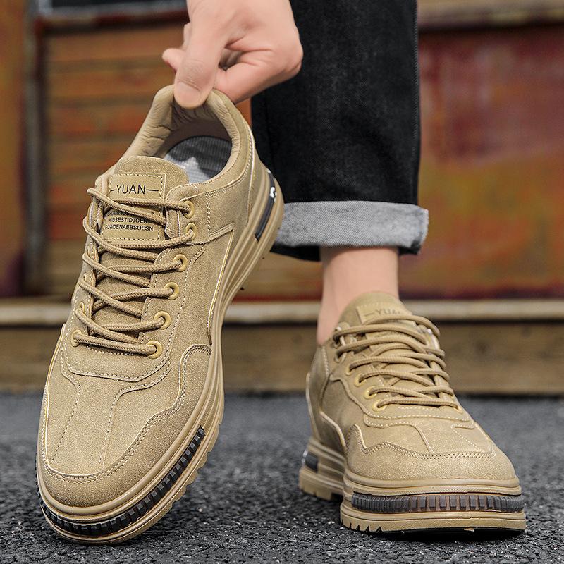 2024 autumn new non-slip and wear-resistant sports casual board shoes heightening soft sole men's fashion breathable versatile trendy shoes