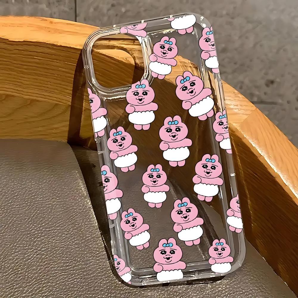 cartoon cute pink way abstract Phone Case for iPhone 17 16e 16 15 14 13 12 11 Pro Max 7 8 Plus X XR Airbag Anti Fall Clear Cover