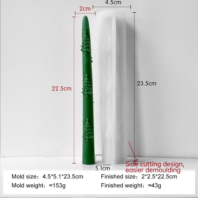 Gör-det-själv Lång Stång Julgran Silikon Ljusform Handgjort Aromljus Lång Stång Reliefform Julljustillverkningsmaterial