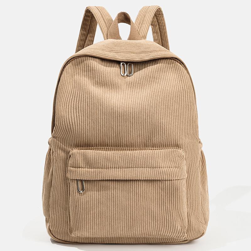 

A Versatile Schoolbag for Primary and Secondary School Students, Featuring A Large Capacity of Corduroy and A College-style Backpack хаки