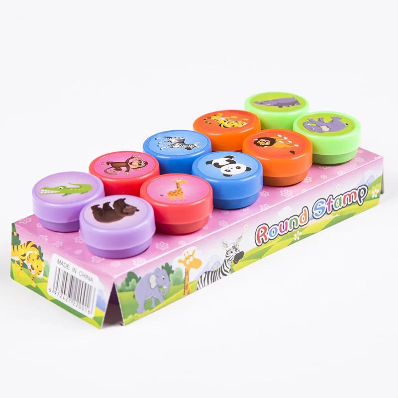 Non-Toxic 10Pcs Diy Toys Seal Animal Dinosaurs Stamps Toys Kids Birthday Cartoon Stamps Treat Children Party Favors School Award Children