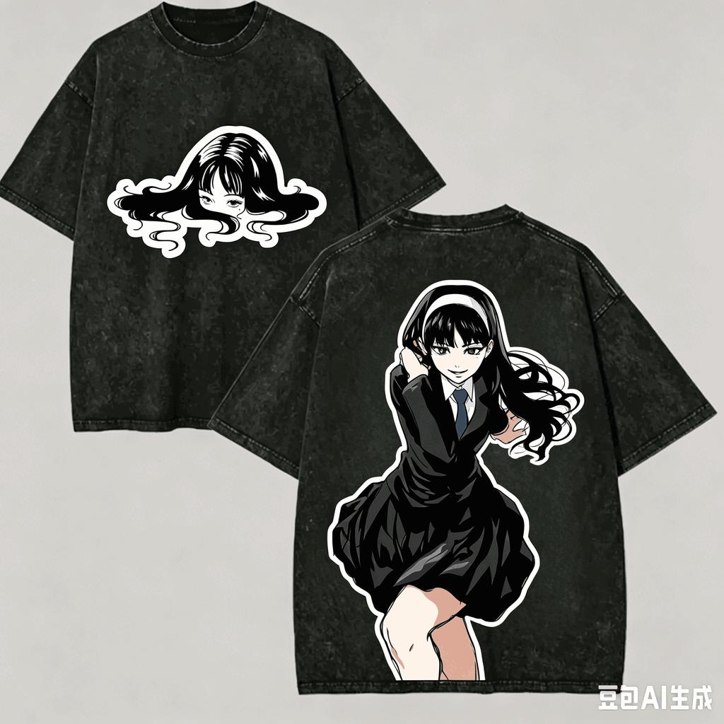 Tomie Kawakami Washed T-shirt Anime Lover Harajuku New Model Unisex Oversized Vintage Loose Streetwear Classic high quality soft
