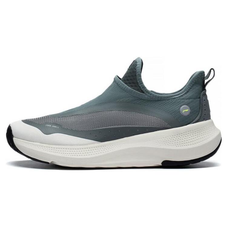 Li Ning SOFT GO Confortables Antidérapantes Résistantes à l'abrasion Respirantes Basse Tige Chaussures de Sport Décontractées Homme Gris Bleu AGLT105-4