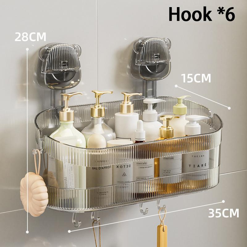 1PC Suction Cup Washbasin Storage Rack Self-Adhesive Bathroom Organizer No Drilling Required Punch-Free Installation