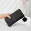 Spring and summer new women's wallet indentation medium and long clutch bag trendy love hairball change mobile phone bag