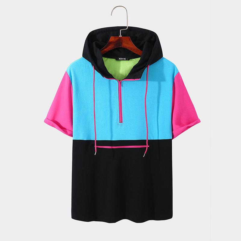 

Мужские летние топы с капюшоном и застежкой-молнией с короткими рукавами