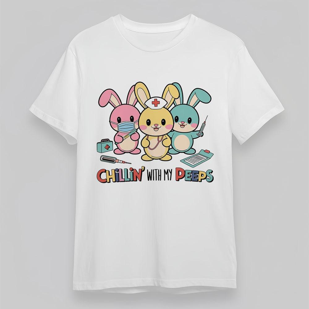 

Women s Oversize T-Shirt Bunny Medical Staff Graphic Tee Short Soft Cotton White XL