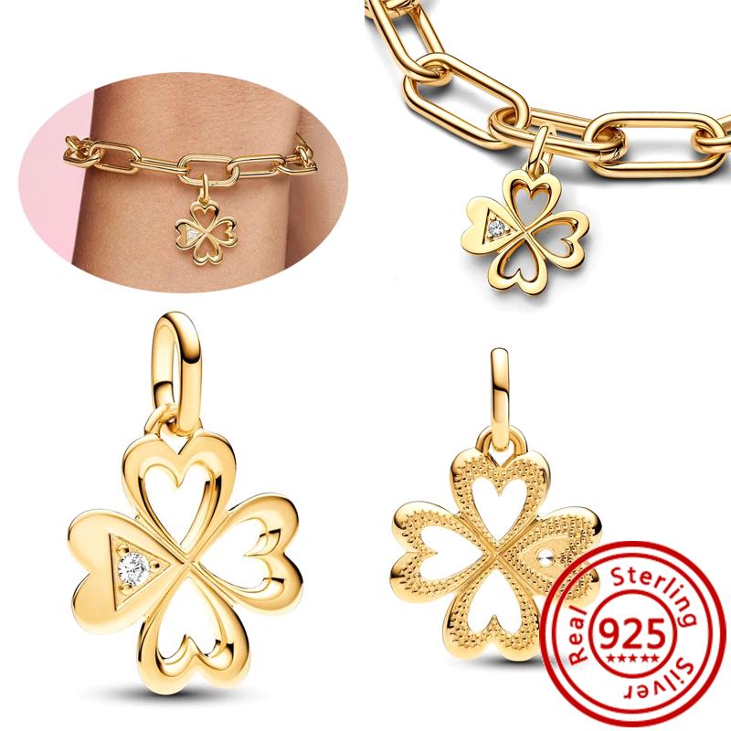 

925 Стерлинговое серебро МЕ Змея Циркон Сердце Лучи Луна Зубы Клевер Мини Подвеска Бусины Подходят для Оригинальных Подвесок Браслет DIY Циркон 3mm-4mm