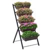 Raised Planter with Tiers Vertical Planter with 5 Flower Boxes Drainage Holes Steel Frame Brown