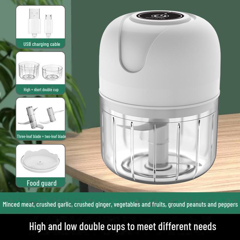 

Беспроводной мини-чесночница и кухонный комбайн 100ML+250ML Double Cup Double Knife белый