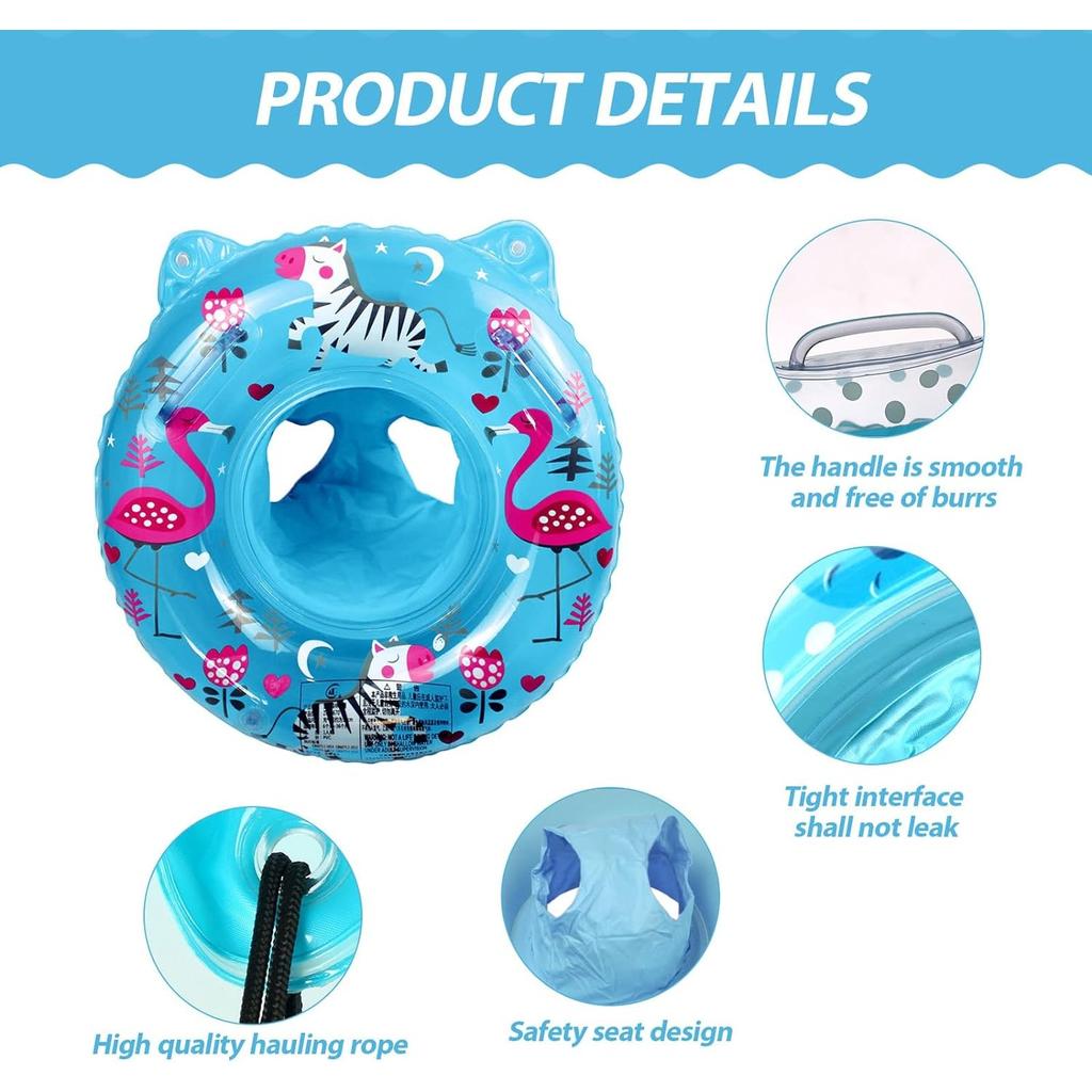Baby Swimming Float, Inflatable Swimming Hoop Baby with Safety Float Seat with Handle, Swimming Pool Accessories, for 3-36 Months Toddlers Kids