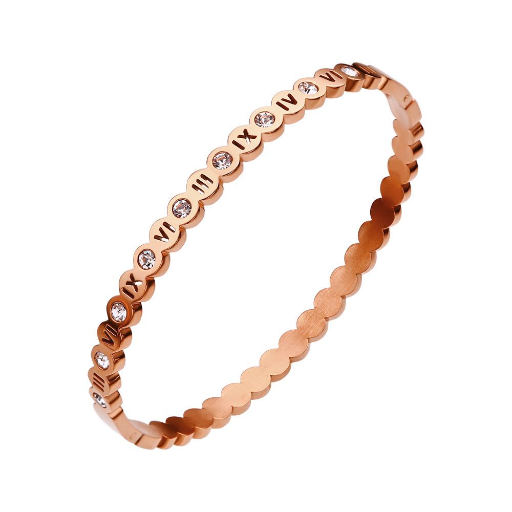 Popular Ladies Hand-dressed Wavy Diamond-inlaided Roman Numeral Bracelet