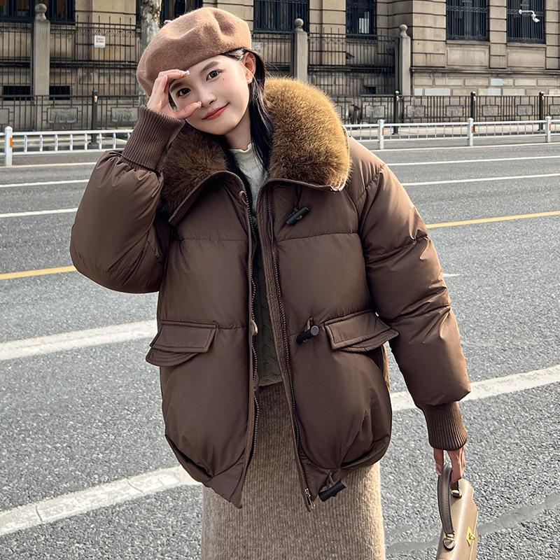 2025 Short Padded Cotton Women's Winter Fashion Loose Large Hooded Thick Warm Bread Coat Outerwear