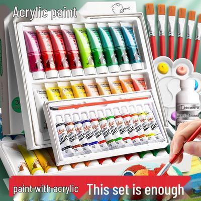 24-Color Durable Waterproof Acrylic Paint Set for Wall Art & Kids' Crafts