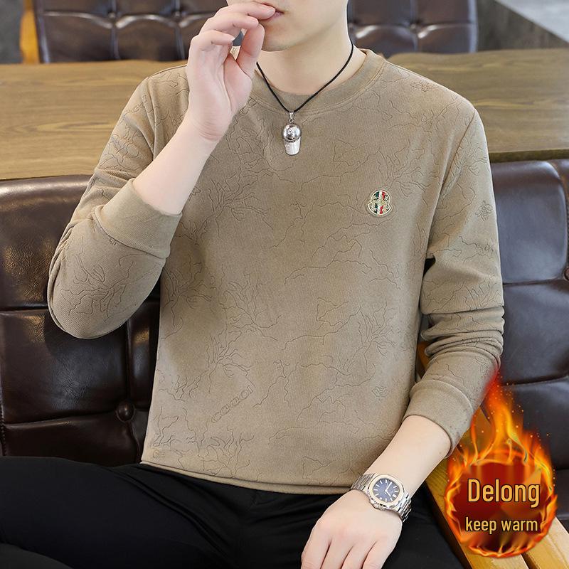

2025 Men s Fleece-lined Thick Hoodie: Warm, Trendy, Casual Long-sleeve Pullover XL верблюд