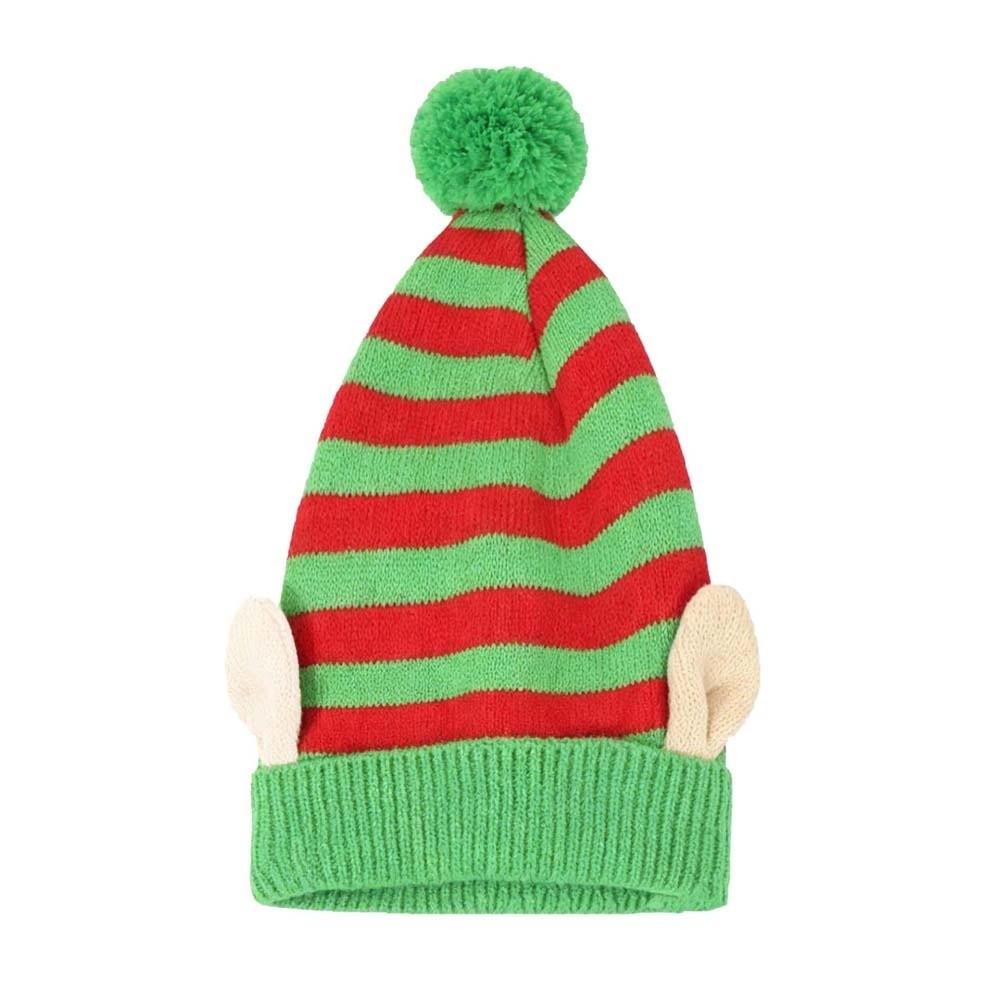 Knitted Christmas Beanie Warm Pointed Pom Bonnet Xmas Costume Headpiece Elf Knit Hat Carnival