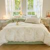 A Type Small Fresh Four-piece Set Ins Household Bed Sheet Quilt Cover Washed Cotton Double-layer Yarn Quilt Cover Bedding Three-piece Set