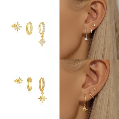 Fashion Versatile Earrings Set Simple Octagram Pendant Women's Earrings Niche Premium Earrings