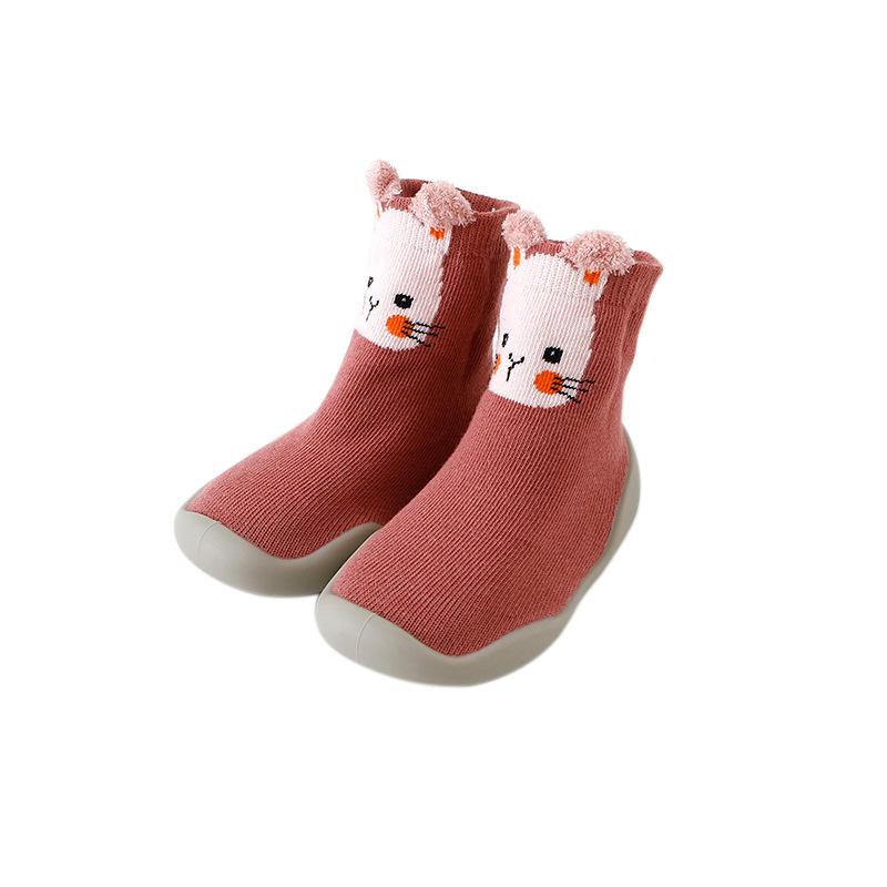 XIANGHUI Children's Shoes Socks Spring Cartoon All Cotton Baby Non-slip Floor Socks Soft Rubber Sole Baby Walking Shoes Socks