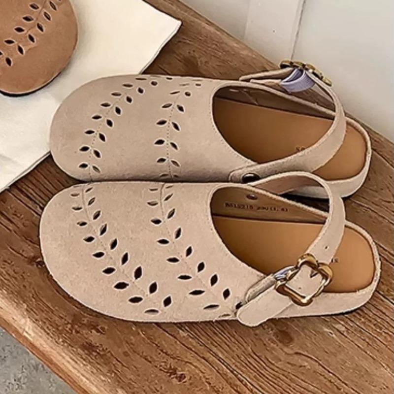 

Модный дизайнер Пустотелые женские шлепанцы Балетки Мюли Обувь Модные сандалии с пряжкой 2025 Лето Ретро обувь Новый тренд Повседневные Zapatillas Mujer 42
